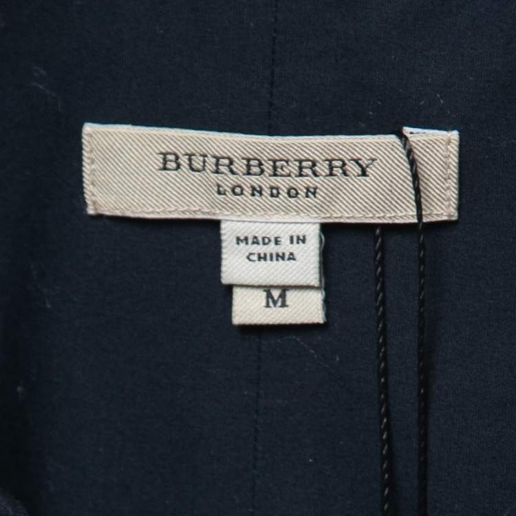 Pre Owned Burberry Navy Blue Cotton Nova Check Trim Detail Shirt M