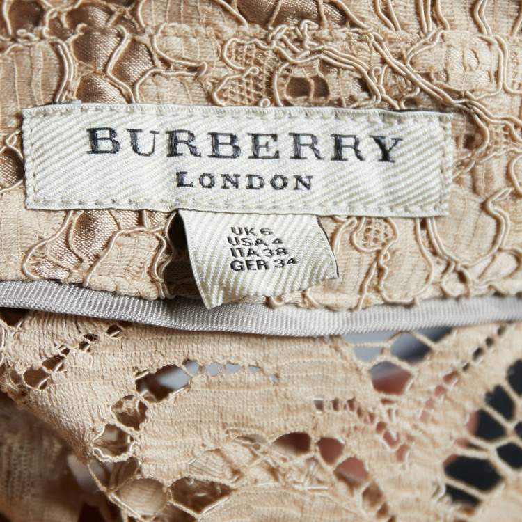 Pre Owned Burberry Beige Lace Button Front Shirt S