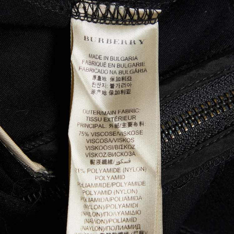 Pre Owned Burberry Black Knit Zip Detail Leggings XS