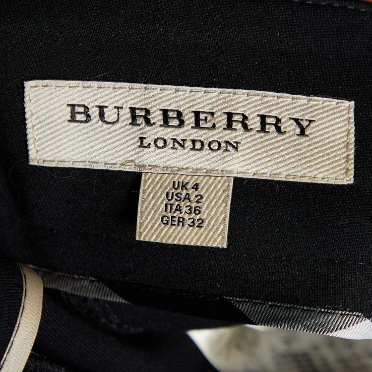 Pre Owned Burberry Black Knit Zip Detail Leggings XS