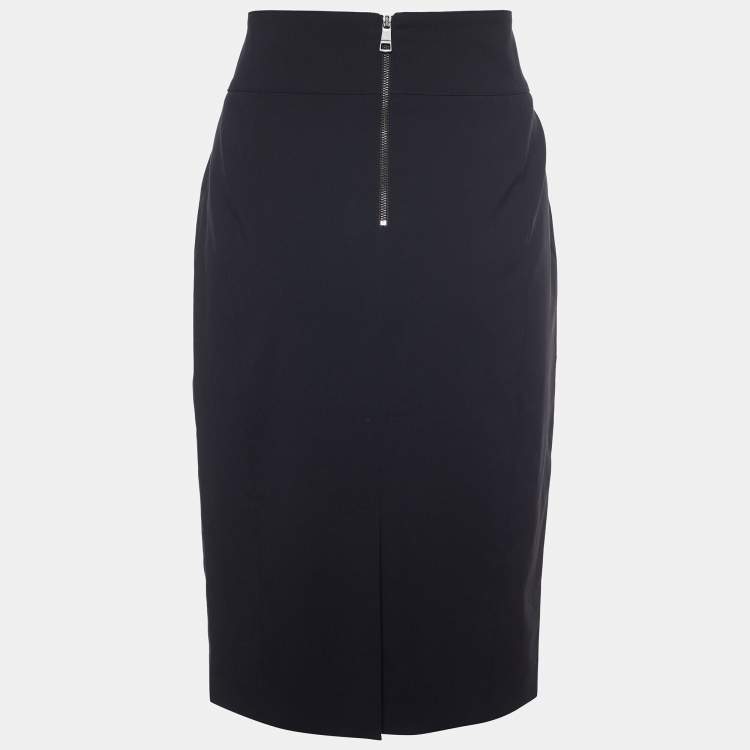 Pre Owned Burberry Black Wool Pencil Skirt S