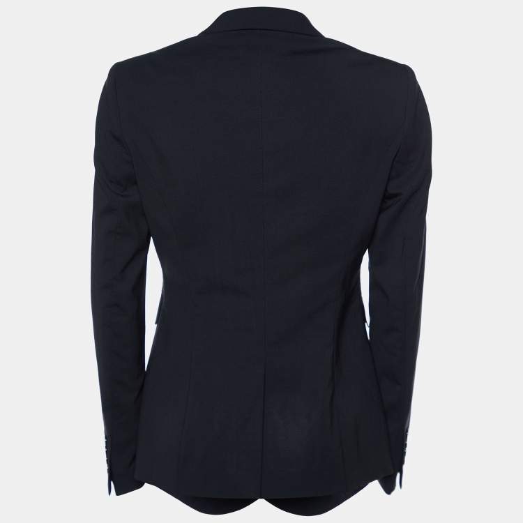 Pre Owned Burberry Black Wool Button Front Blazer S