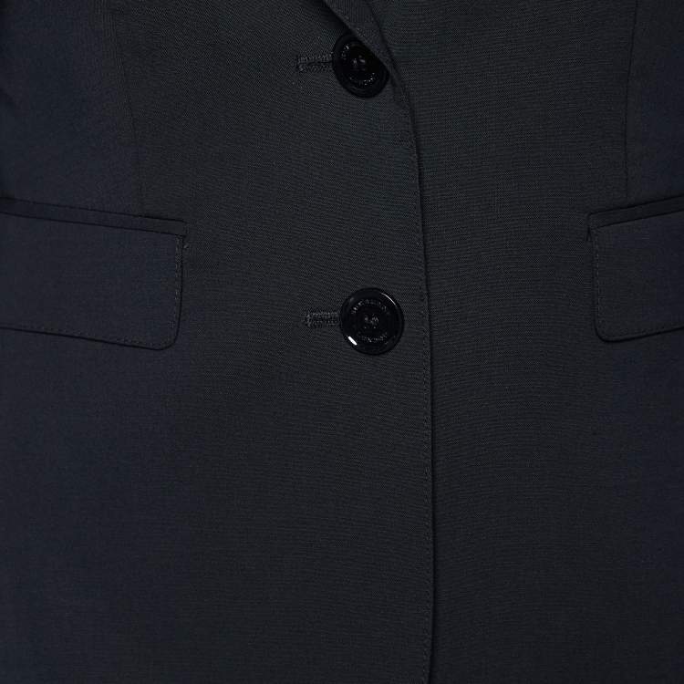 Pre Owned Burberry Black Wool Button Front Blazer S