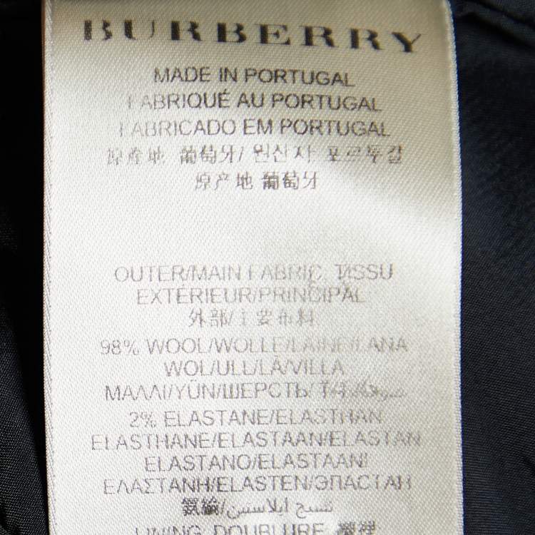 Pre Owned Burberry Black Wool Button Front Blazer S