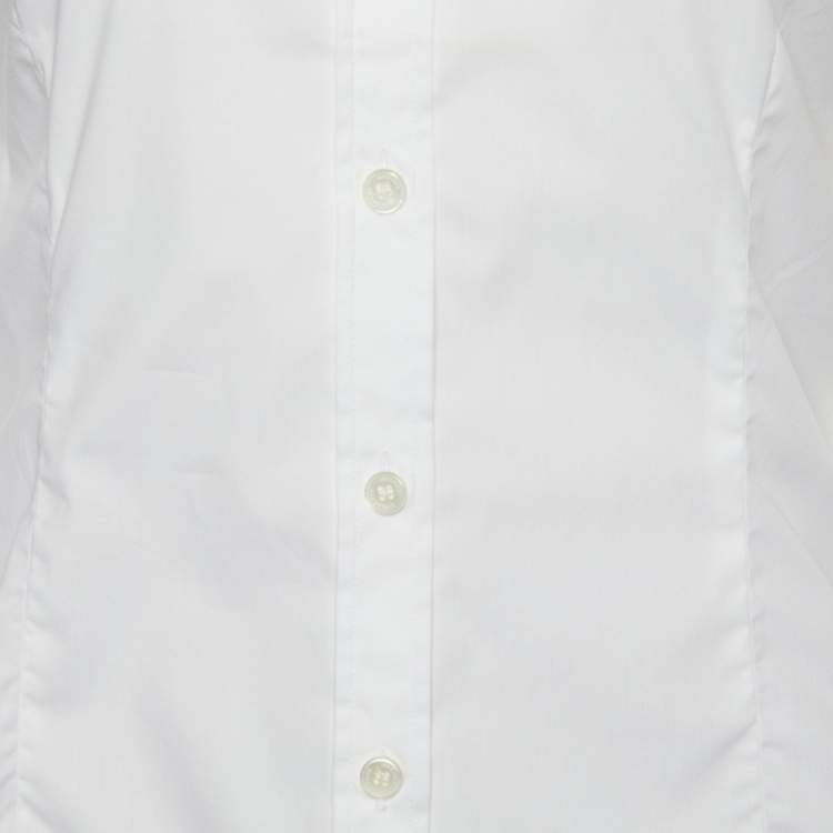 Pre Owned Burberry White Cotton Button Front Shirt S