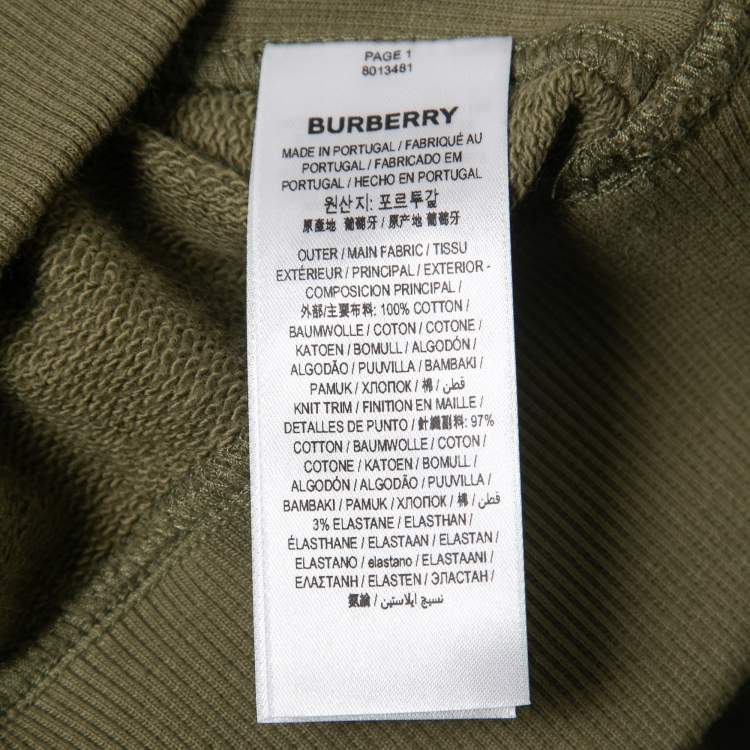 مملوكة مسبقًا Burberry Dark Moss Cotton Crew Neck Side Panel Sweatshirt S