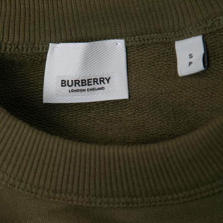 مملوكة مسبقًا Burberry Dark Moss Cotton Crew Neck Side Panel Sweatshirt S