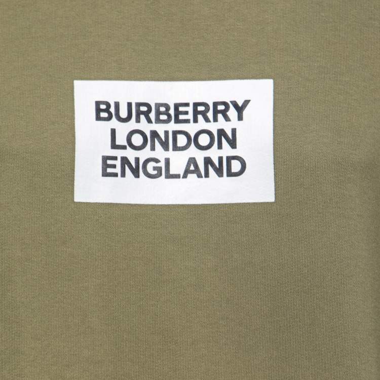 مملوكة مسبقًا Burberry Dark Moss Cotton Crew Neck Side Panel Sweatshirt S