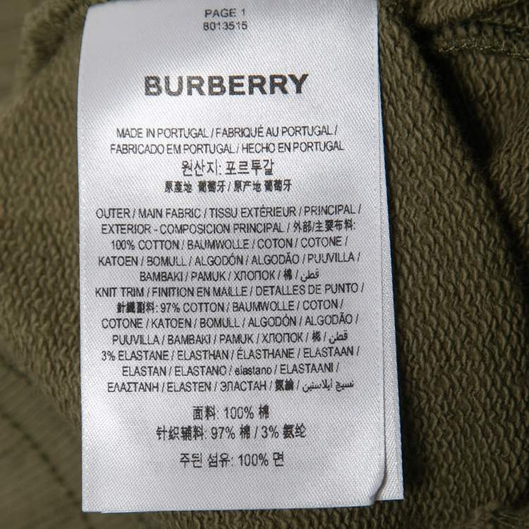 Pre Owned Burberry Dark Moss Cotton Logo Print Joggers S