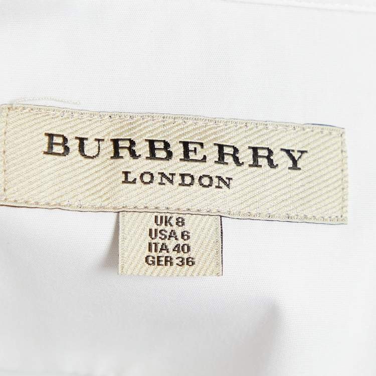 Pre Owned Burberry White Cotton Fitted Shirt S