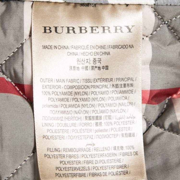 Pre Owned Burberry Navy Blue Synthetic Kencott Quilted Jacket S
