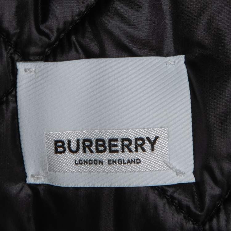 Pre Owned Burberry Blue Paneled Check Print Cotton Quilted Jacket M