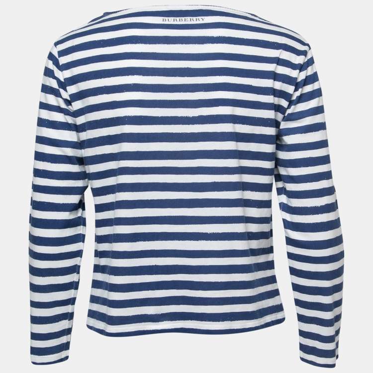 Vidunderlig Muskuløs Ru Burberry Blue Graphic Stripe Print Cotton Boat Neck T-Shirt XS Burberry |  TLC