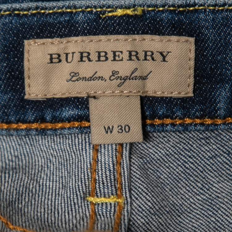 Pre Owned Burberry Blue Denim Mid Rise Skinny Jeans M Waist 30"