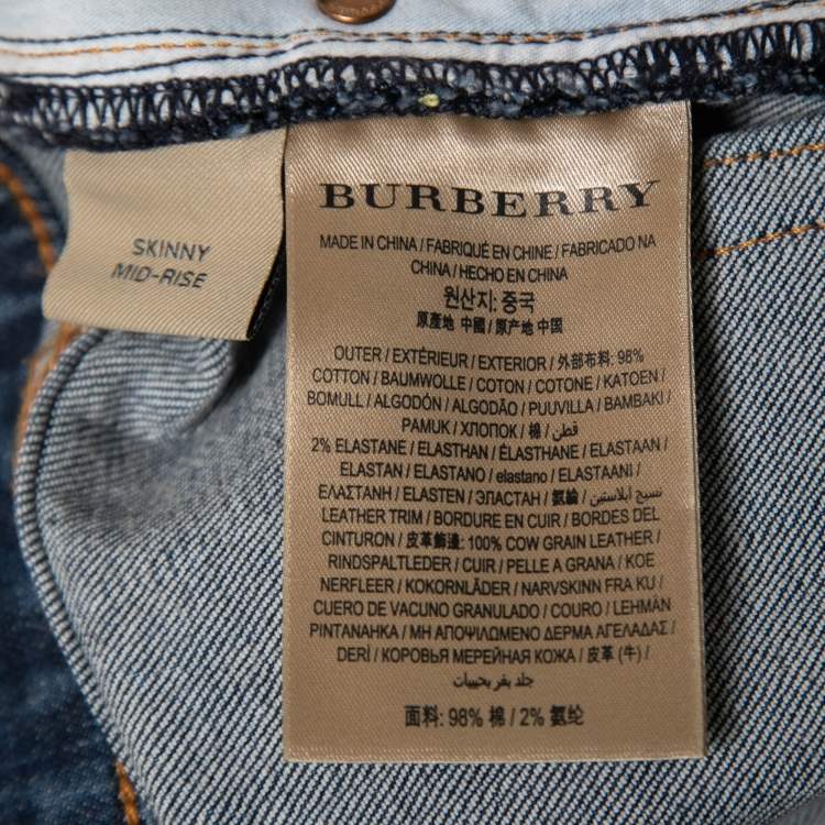 Pre Owned Burberry Blue Denim Mid Rise Skinny Jeans M Waist 30"