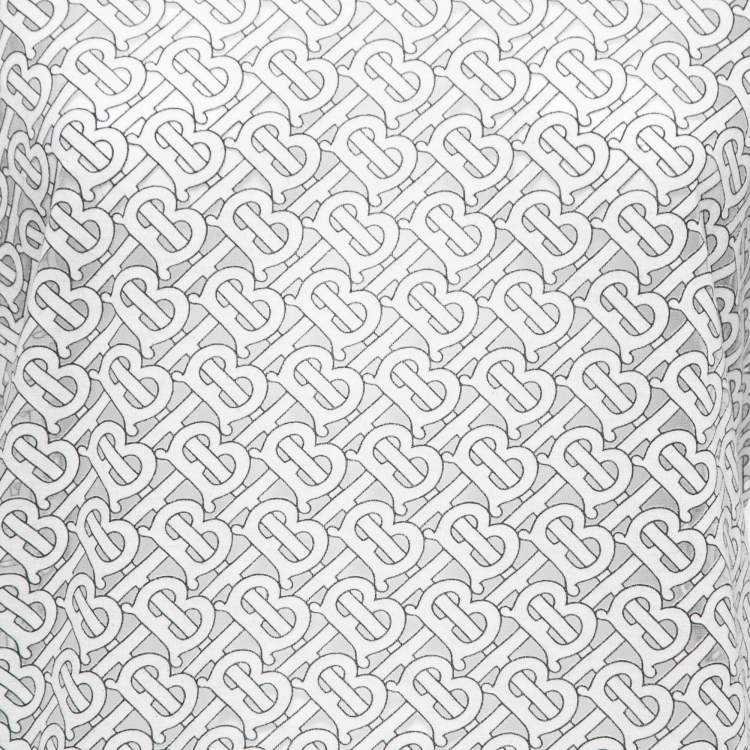 Pre Owned Burberry White Monogram Patterned Mesh T-Shirt S