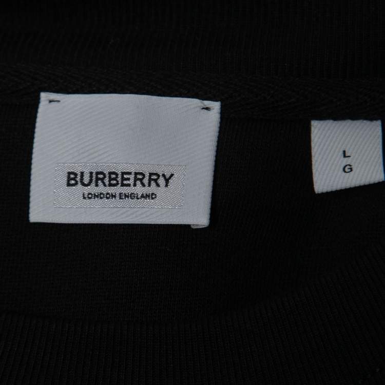 Pre Owned Burberry Black Jersey Cotton Bronx Check Sleeve Sweatshirt L