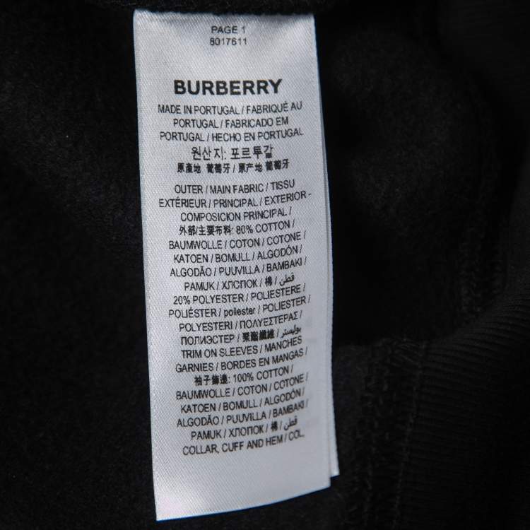 Pre Owned Burberry Black Jersey Cotton Bronx Check Sleeve Sweatshirt L