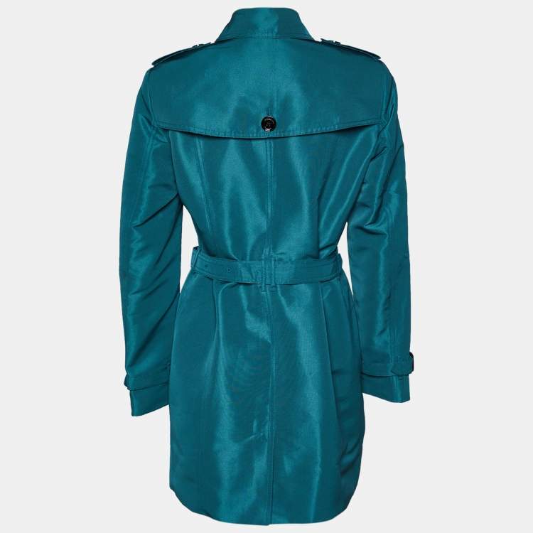 مملوكة مسبقًا Burberry Prorsum Green Synthetic & Silk Trench Coat M