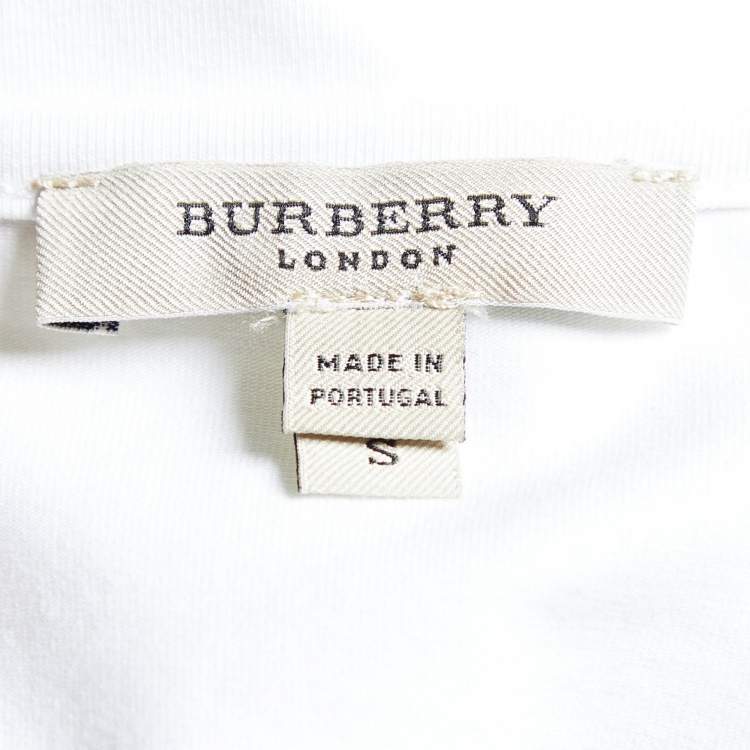 Pre Owned Burberry White Cotton Knit Round Neck T-Shirt S