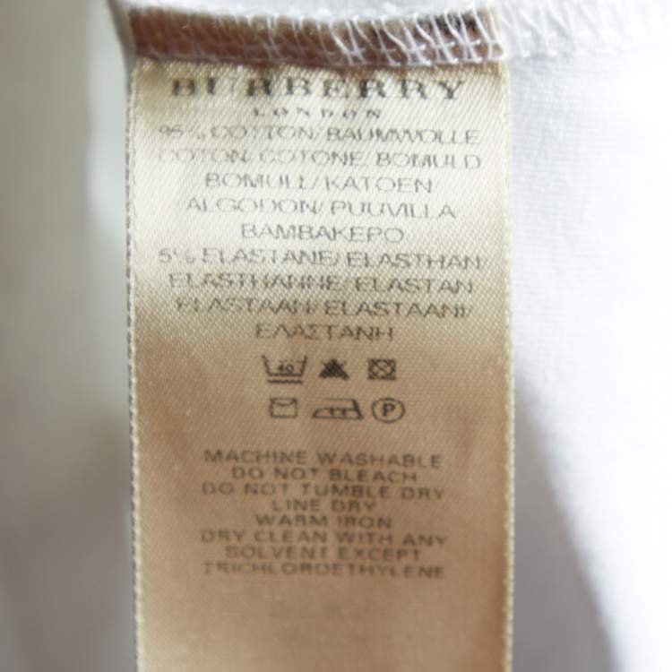 Pre Owned Burberry White Cotton Knit Round Neck T-Shirt S