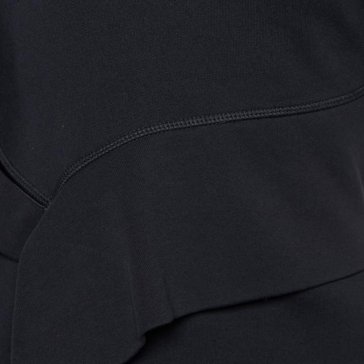 Pre Owned Burberry Black Cotton Knit Asymmetric Mini Dress S