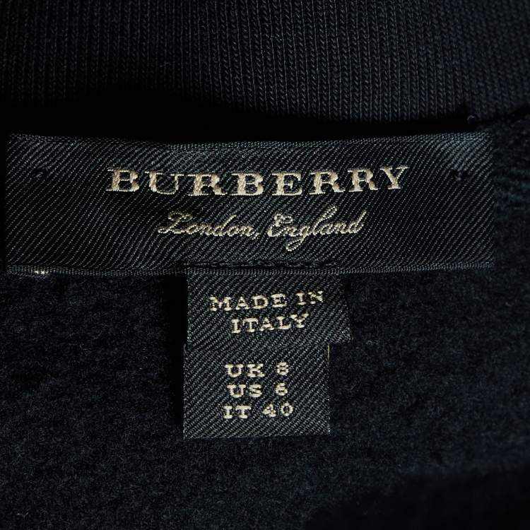 Pre Owned Burberry Black Cotton Knit Asymmetric Mini Dress S