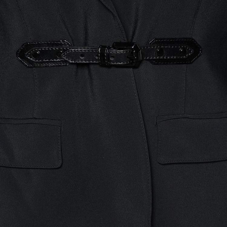 Pre Owned Burberry Black Crepe Buckle Front Blazer S