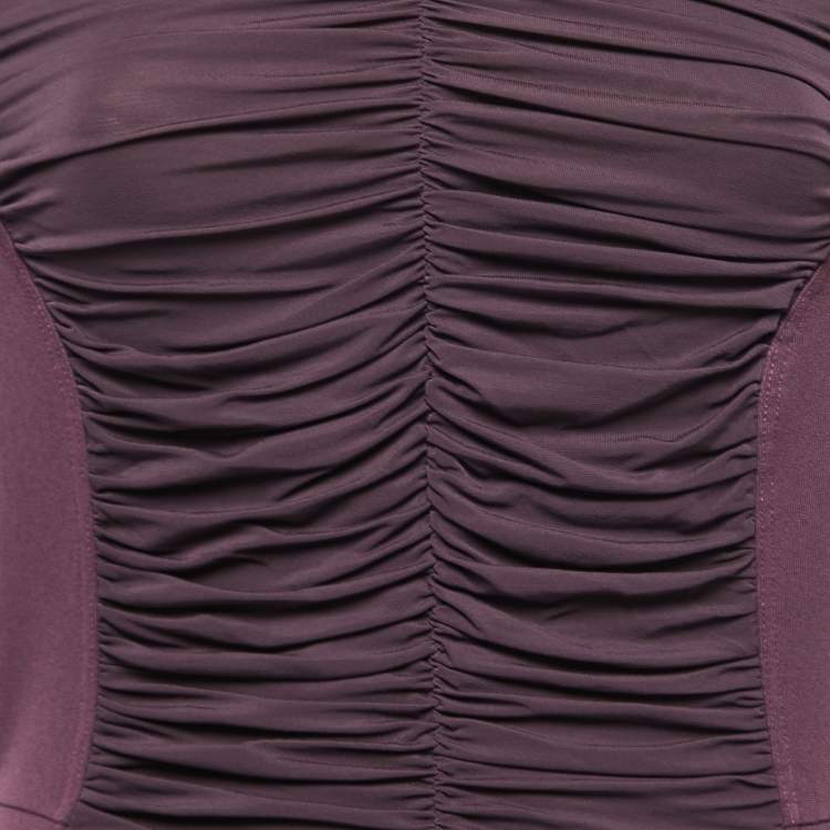 Pre Owned Burberry Purple Jersey Ruched Bodycon Dress S