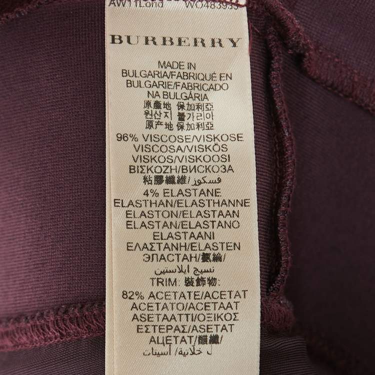 Pre Owned Burberry Purple Jersey Ruched Bodycon Dress S