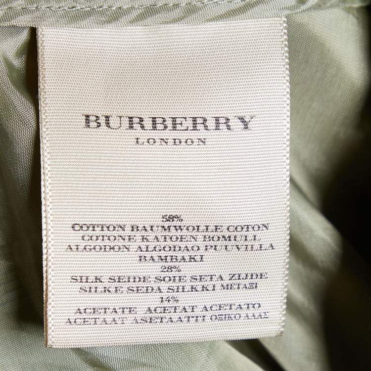 Pre Owned Burberry Green & Beige Checkered Cotton & Silk Pleated Skirt M