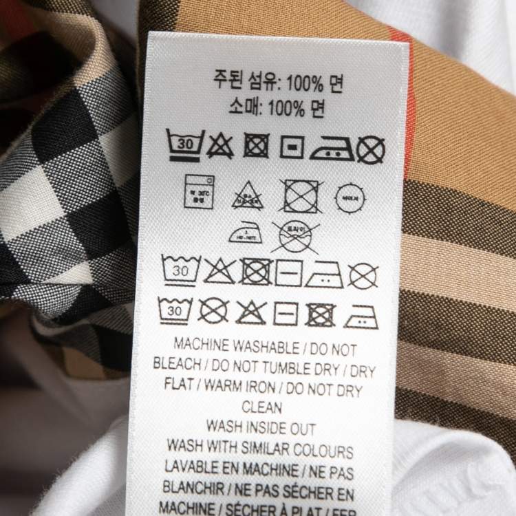 مملوكة مسبقًا Burberry White Cotton Vintage Checked Half Sleeve T-Shirt M