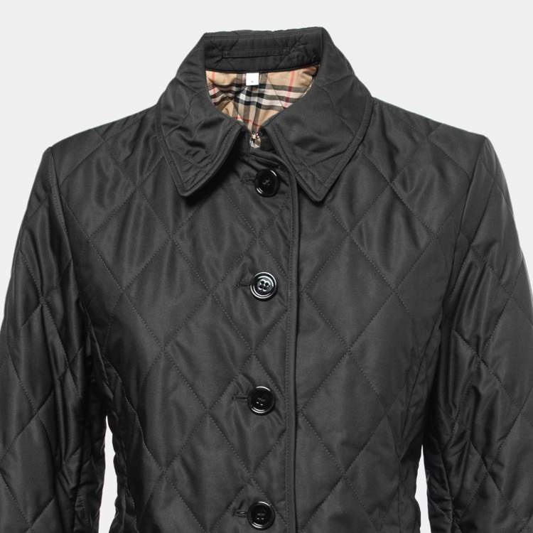 Pre Owned Burberry Black Synthetic Diamond Quilted Jacket M