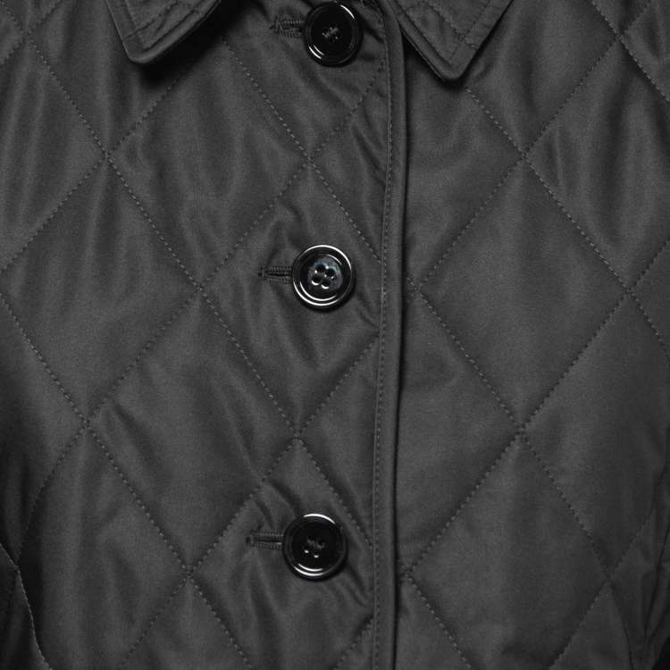 Pre Owned Burberry Black Synthetic Diamond Quilted Jacket M