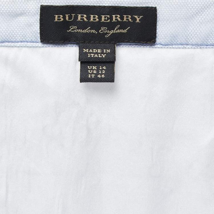 Pre Owned Burberry Blue Floral Embroidered Tulle Midi Skirt L
