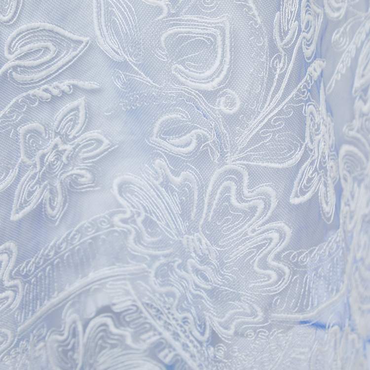Pre Owned Burberry Blue Floral Embroidered Tulle Midi Skirt L