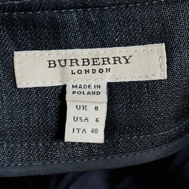Pre Owned Burberry Charcoal Grey Checkered Wool Blend Belted Mini Skirt S