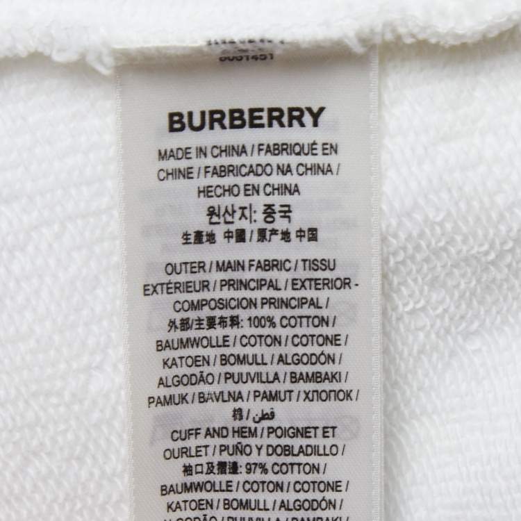 Pre Owned Burberry White Orion Print Cotton Zip-Up Hoodie M