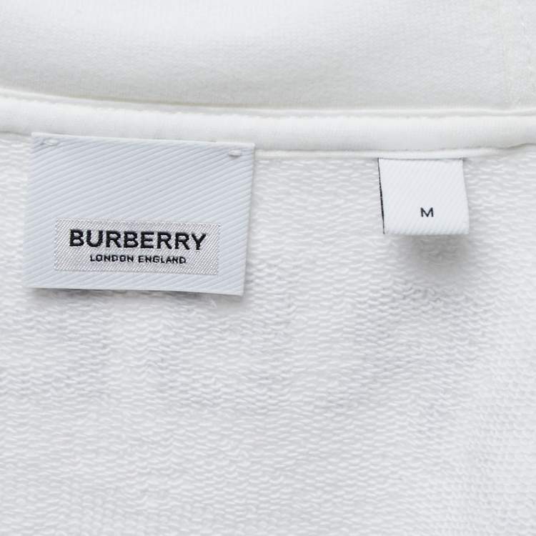 Pre Owned Burberry White Orion Print Cotton Zip-Up Hoodie M