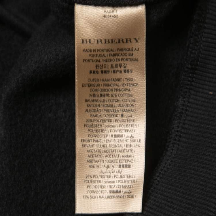 Pre Owned Burberry Black Floral Jacquard Contrast Jersey T-Shirt L