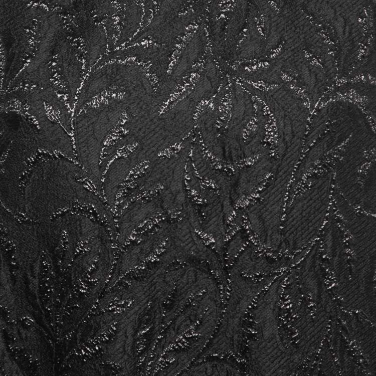 Pre Owned Burberry Black Floral Jacquard Contrast Jersey T-Shirt L