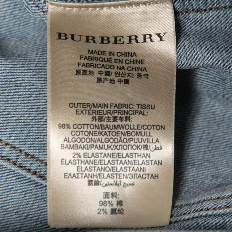 Pre Owned Burberry Blue Washed Denim Button Front Jacket S