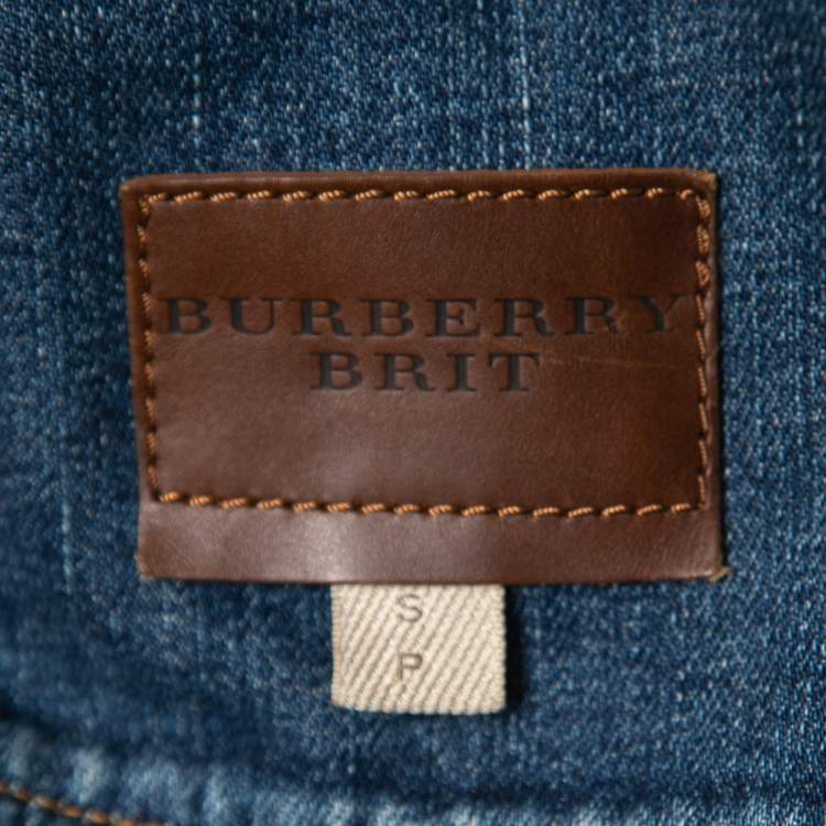 Pre Owned Burberry Blue Washed Denim Button Front Jacket S