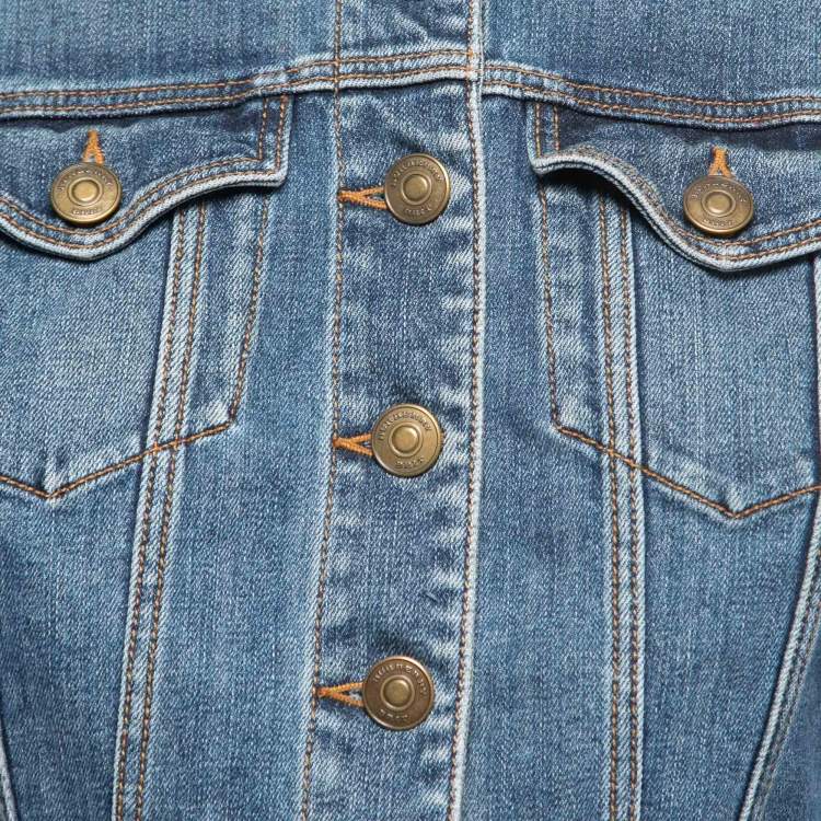 Pre Owned Burberry Blue Washed Denim Button Front Jacket S