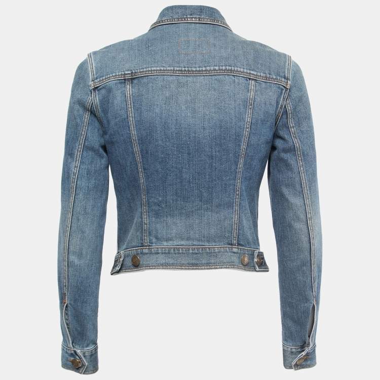 Pre Owned Burberry Blue Washed Denim Button Front Jacket S