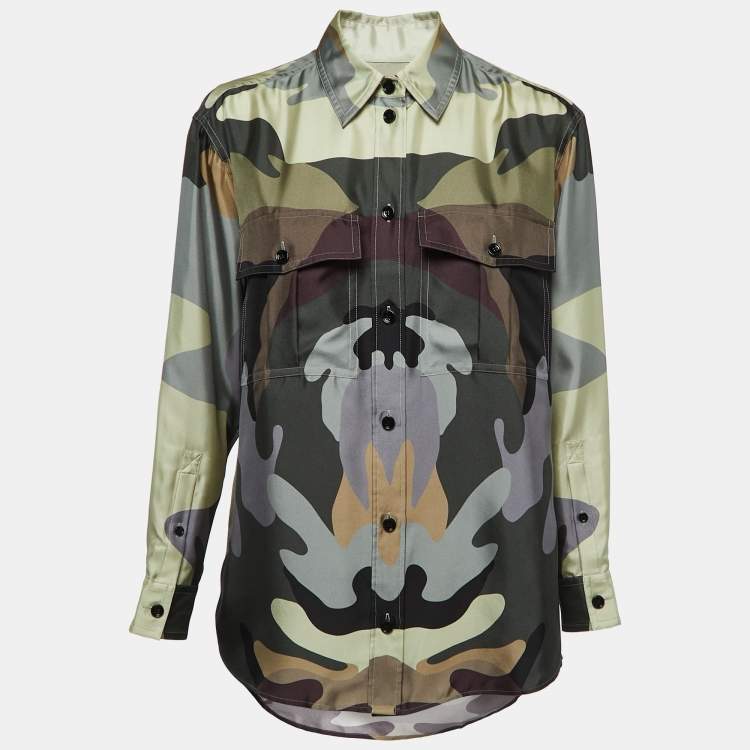 Pre Owned Burberry Multicolor Printed Silk Long Sleeve Shirt XS