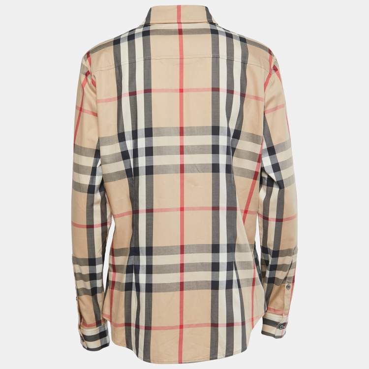 Pre Owned Burberry Beige Nova Check Cotton Button Front Full Sleeve Shirt XL