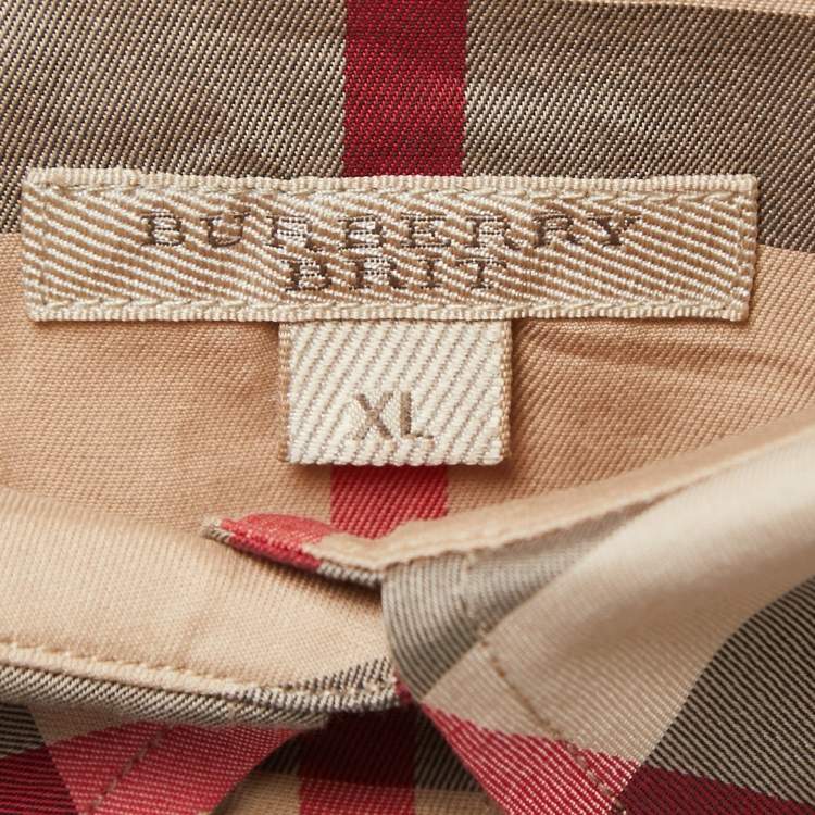 Pre Owned Burberry Beige Nova Check Cotton Button Front Full Sleeve Shirt XL