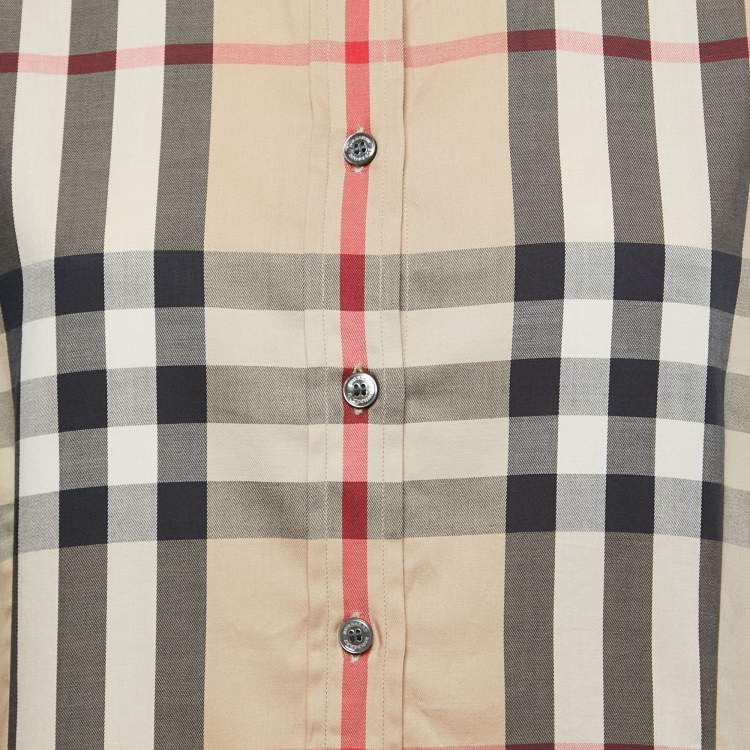 Pre Owned Burberry Beige Nova Check Cotton Button Front Full Sleeve Shirt XL