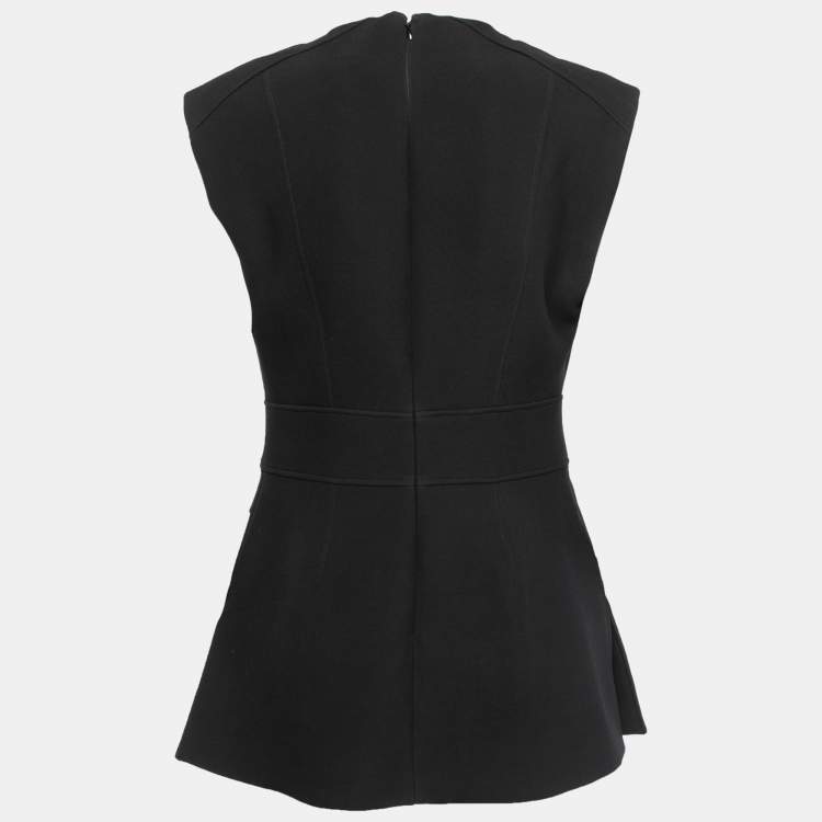 Pre Owned Burberry Black Crepe Wool Sleeveless Top M